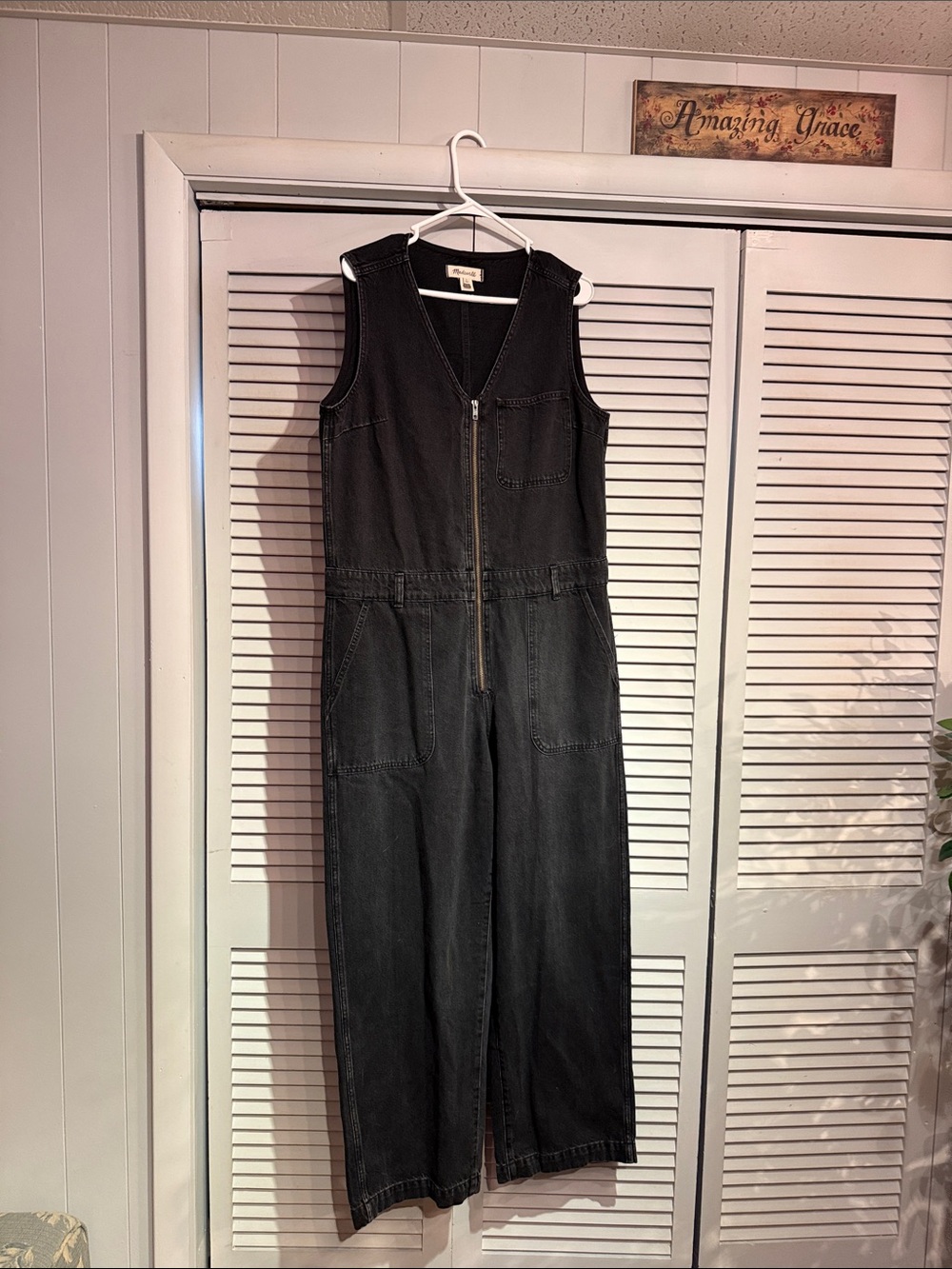Madewell Black Zip-Front Sleeveless Utility Jumpsuit